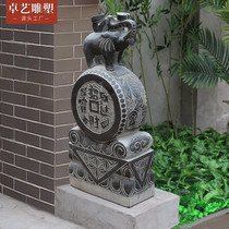 A pair of antique stone carving door piers drum stones a pair of antique old elephant Villas courtyard home furnishings old stone drums