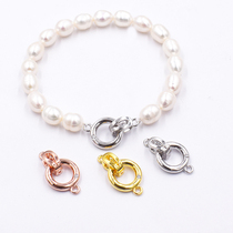 925 silver-plated pearl accessories buckle wear string pearl necklace round diamond hand chain buckle diy jewelry connection buckle