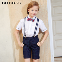 BOERSS boys shirt cotton short sleeve white shirt Korean version of Baby childrens dress performance chorus performance Spring