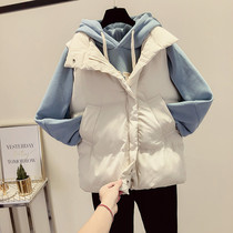 Short-style waistcoat 2020 autumn winter new Korean version down cotton clothing vest loose 100 lap bread suit waistcoat jacket