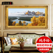  Yishuo European-style living room pure hand-painted landscape landscape oil painting Pure handmade sofa background wall hanging painting Rizhao Jinshan