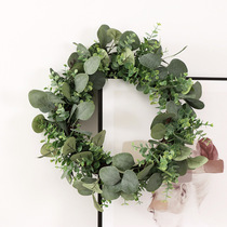Large green simulation wreath door decoration Eucalyptus money leaf grass ring Pastoral American wedding pendant door ring decoration
