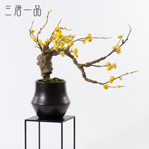 New Chinese model room simulation yellow plum bonsai hotel negotiation table tea table Boku ancient shelf tea room porch ornaments