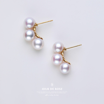 Glutinous rice balls extravagant pet Aurora freshwater pearl 18K gold earrings earrings design advanced temperament