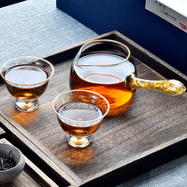 Crystal glass tea set upscale tea set with gold foil tasting cup fair cup heat-resistant hand sketching tea set