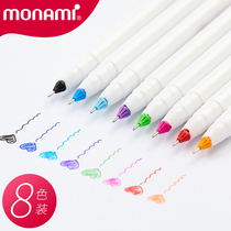 Monami Munami 208 simple small fresh illustration color pen Gel pen hook pen cute multi-function hand account color creative personality cute girl gel pen diary pen tube Munami