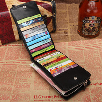 Card bag alligator leather mens multi-card slot card holder card sleeve mens and womens long wallet large capacity multifunctional black buckle