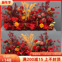 New product simulation flower art Reed flower row flower stage background flower KT board spray cloth decoration flower table road guide Flower