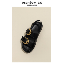 The old meows shop 2022 new one lined with metal buckle ultra-fire sandal women Summer flat-bottom thick bottom Rome cool