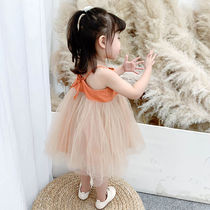 Girls dress Summer 1 net red 2-3-4 year old harness fluffy dress baby foreign air princess dress child summer dress