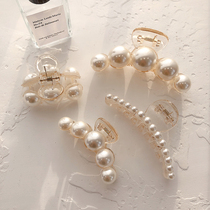 Japanese retro Pearl hairclip grab clip hair grab temperament girl ins hair Chuck hairclip Korean shark clip