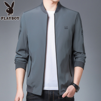  Playboy jacket mens spring new casual trend slim baseball uniform young and middle-aged mens jacket short thin