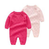 In the fall of 2019 the new baby knitted a pure cotton baby jumpsuit baby clothes crawling suit and children's clothing