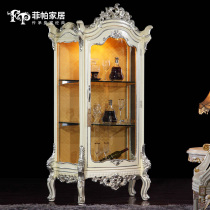 Fipa home Baroque style solid wood carved single door wine cabinet European classical decoration cabinet glass door wine cabinet