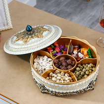 High-grade European-style dried fruit box 6-grid snack tray with lid nut storage box home living room coffee table creative candy plate