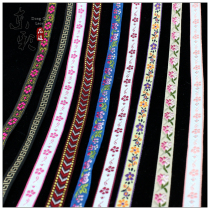 Chinese retro jacquard ribbon 1cm Group fan edge strip fabric eight treasures with ethnic lace accessories decorative ribbon