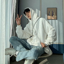 Hualun sweatshirt mens autumn and winter style plus fleece thick hood loose tide brand exquisite Korean style cotton ifashion tide