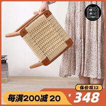 Nordic solid wood square stool cherry wood rattan bar stool simple modern walnut woven dressing stool stool dining stool