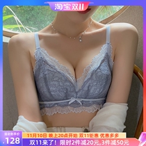 Small breasts gather no steel ring underwear womens thin section breathable adjustment type close breasts show big not empty cup bra set summer