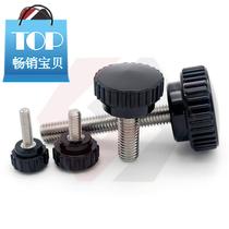 304 stainless steel straight plastic head Hand g screw round handle small knob m6m8m10m12 * 10-100