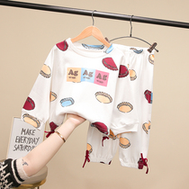 Girls cotton pajamas set childrens clothing 2021 Spring and Autumn new childrens baby pullover long sleeve home wear