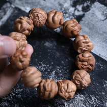 Twelve zodiac signs Laoshan sandalwood handmade carving 20mm text play Buddha beads hand string carved collectibles