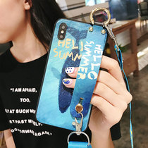 iPhone Xs phone case iPhone Xs Max crossbody wristband womens protective case Xr personality fashion creative youth new trend powder non-slip silicone full-edged soft shell ld