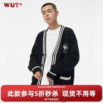 (WUT official shop) Texture Aesthetic Series Heavy 500g Embroidered Love Sweater Knitted Cardigan Jacket