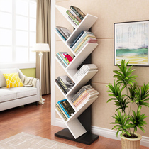 Simple tree-shaped bookshelf shelf Multi-functional childrens small bookcase Home living room Student bookshelf Floor-to-ceiling economic type