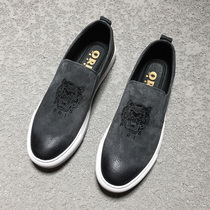 2020 new loafers Korean version of a pedal breathable mens shoes lazy shoes youth trend all-in-one height-increasing leather