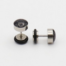 Korean Version Fashion Titanium Steel Barbell Ear Nail Stainless Steel Round Cake Dumbbells Earrings Earrings Spot