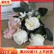 Simulation retro rose flower home arrangement rose autumn wedding silk flower dried flower stage road lead rose