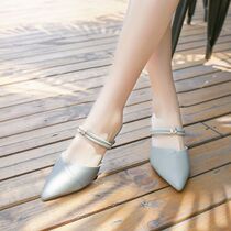 Two wear sandals female fairy style 2019 New pointed head bag head thin heel hipster Joker high heel half slippers