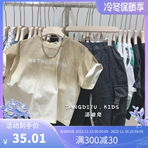 Tang Di rabbit boys long-sleeved T-shirt 2022 new childrens gradient solid color short-sleeved bottoming shirt girls half-sleeved top 2