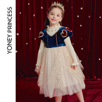 Yongli childrens clothing girl snow white skirt baby autumn winter clothing childrens foreign velvet knitted sweater dress