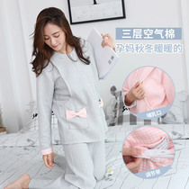 Maternity nightwear yue zi fu autumn and winter pregnancy maternal spring and autumn postpartum lactation wei nai yi cotton winter 3 yue fen