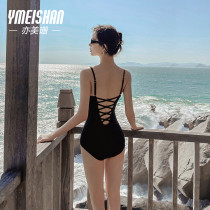 Yi Meishan swimsuit women 2021 new explosive sexy fashion ins cover belly thin black conjoined hot spring