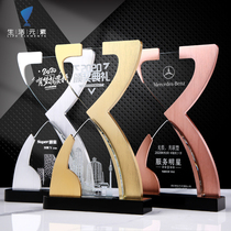 Metal Trophy Customized Creative Crystal Trophy Medals Customized Enterprise Annual Meeting Retiring Staff Honor Award