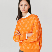 LILY winter New chic letter jacquard loose pullover sweater womens 119410B8757