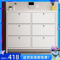 17cm ultra-thin dump shoe cabinet Household door small household type space-saving large capacity simple modern Nordic narrow shoe cabinet