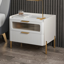 Light extravagant bed head cabinet modern minimalist bedroom rock plate lockers solid wood bedside cabinet Creative small headboard