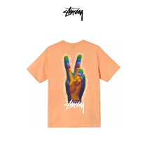 STUSSY Stussy hit color gesture pattern letter print round neck tide brand short sleeve T-shirt spring and summer