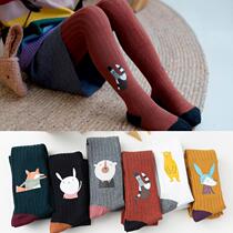 2019 spring and autumn new children cartoon printing knitted cotton pantyhose girls White dance socks manufacturers