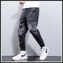 Elastic jeans Mens spring and summer new loose small foot pants with trendy 100 hitchman Haren casual pants