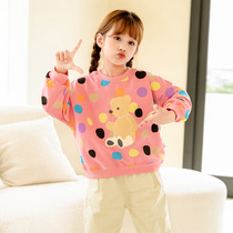 Abang rabbit girl spring and autumn cartoon pullover polka dot cotton sweater new children Korean fashion foreign style jacket