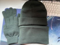 Cold-proof three-piece military green knitted scarf gloves hat warm suit outdoor windproof warm pullover hat scarf