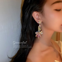 925 silver needle Korean fashion new diamond-studded tulip flower earrings earrings Net red temperament design ear ornaments female