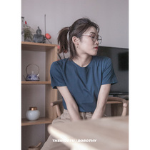 Dorothy -- pure color silk light cotton round collar V collar short sleeve T-shirt woman 2021 new Korean version easy to hit undershirt tide