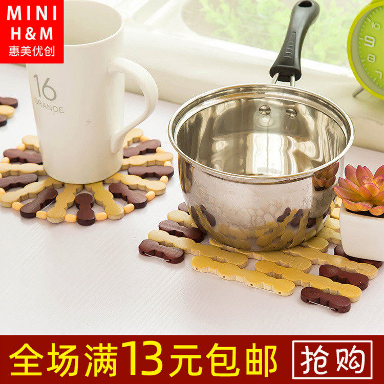 Kitchen household bamboo insulation mat set casserole mat Anti-scalding table mat Plate placemat bowl mat thickened anti-scalding mat