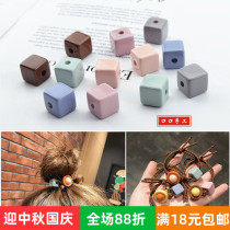 Spring new warm color system solid color Square straight hole bead double hole through hole diy head rope material accessories